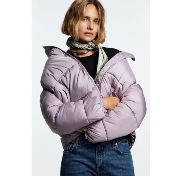 zara purple puffer jacket